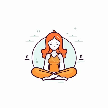 Ilustración de Meditación mujer en el icono de la pose de loto - Imagen libre de derechos