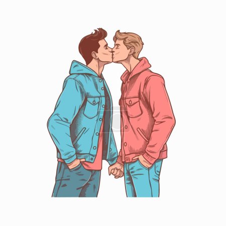 jeunes amants, s'embrassent. illustration vectorielle 
