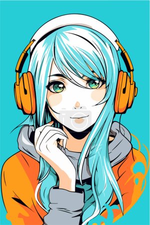 junges Mädchen Anime-Stil Charakter Vektor Illustration Design. Manga Anime Mädchen Hair Faces Cartoon. Gesicht junge Mädchen Anime-Stil Charakter Vektor Illustration Design. Mädchen anime weibliche Manga-Karikatur