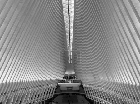 Téléchargez les photos : Vue en noir et blanc du carrefour de transport Oculus au World Trade Center de New York. - en image libre de droit