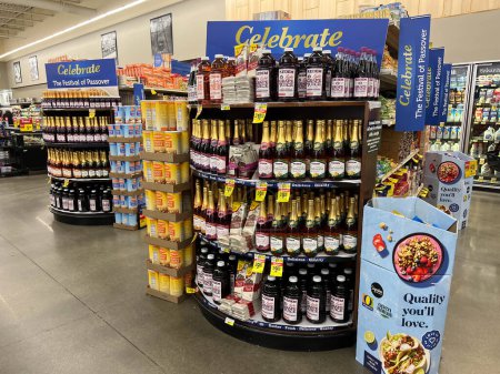 Photo for Passover food and beverage displays at Jewel-Osco supermarket - Royalty Free Image