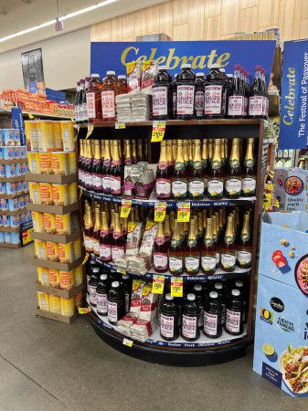 Photo for Passover food and beverage displays at Jewel-Osco supermarket - Royalty Free Image