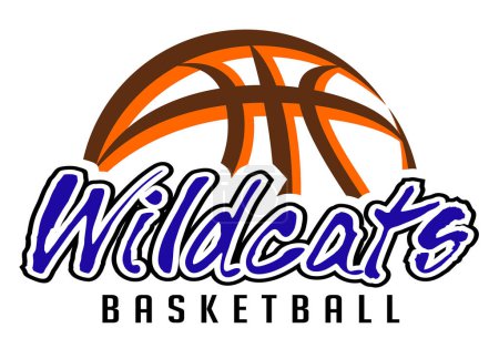 Téléchargez les illustrations : Wildcats Basketball Team Graphic est un modèle de design sportif qui comprend du texte graphique Wildcats et un basket-ball stylisé. C'est un grand design moderne pour la publicité et la promotion tels que des t-shirts pour les équipes ou les écoles. - en licence libre de droit