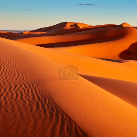 Photo for Sand dunes in the Sahara Desert, Merzouga, Morocco - Royalty Free Image