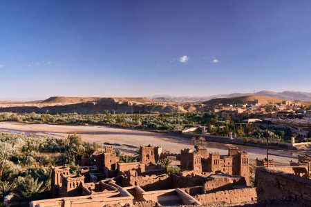 View from the top of Ksar of Ait ben haddou, a fortress entered on the UNESCO list of monuments. southern provinces, Morocco.