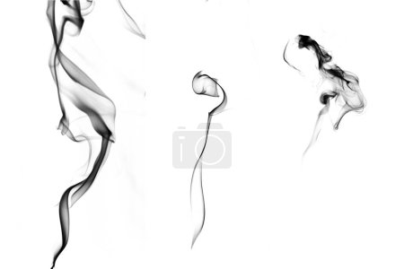 Dampfdampf. Verschwommener abstrakter Nebel, schwarzer Rauch oder Dampfnebel isoliert auf weißem Hintergrund. Realistische Trockeneis Rauch Wolken Nebel Overlay perfekt