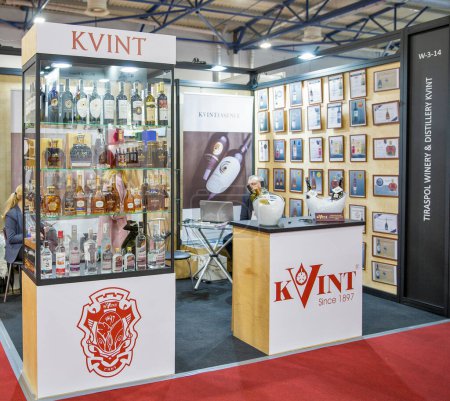 Photo for Kyiv, Ukraine - November 02, 2021: Kvint Tiraspol Winery and Distillery Company booth at Wine and Spirits Exhibition, main event for wine and spirits market in Eastern Europe. - Royalty Free Image