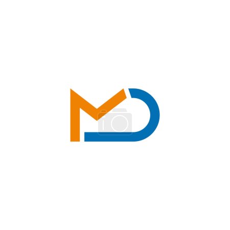 letra geométrica simple línea de movimiento md vector de logotipo