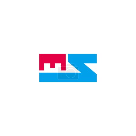 letter ms colorful long font logo vector 