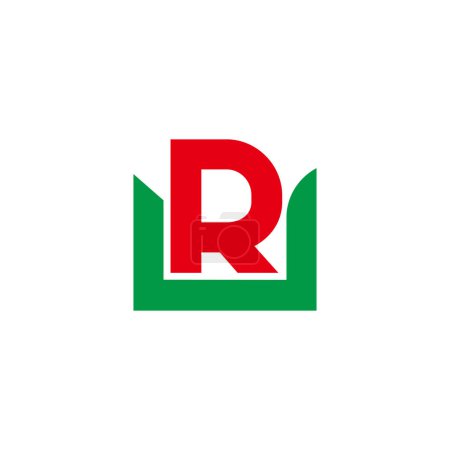 letter ru unique simple geometric colorful logo vector 