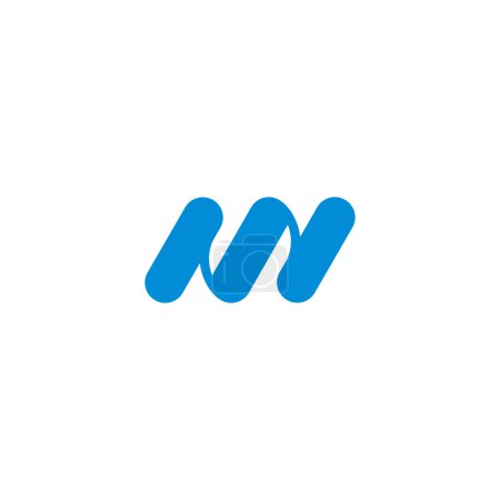 letter nm blue wavy simple geometric logo vector 