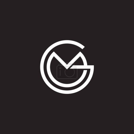 letter gm circle 3d flat simple logo vector 