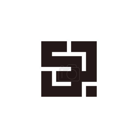letter sw square stripes geometric logo vector 