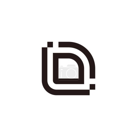 letter ld simple stripes geometric logo vector 