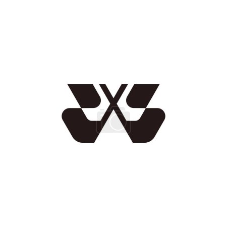 letter ws simple ribbon curves geometric logo vector 