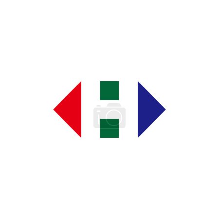 letter h arrows opposite directions logo vector 