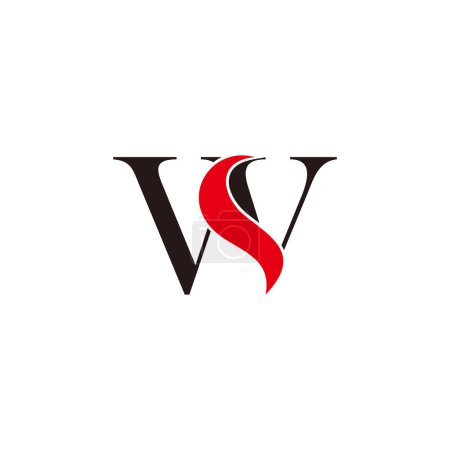 letter ws curves elegant simple logo vector 