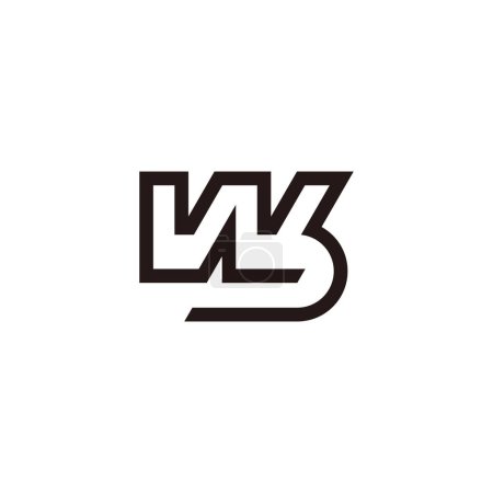 letra wb ejecutar movimiento vector de logotipo lineal 