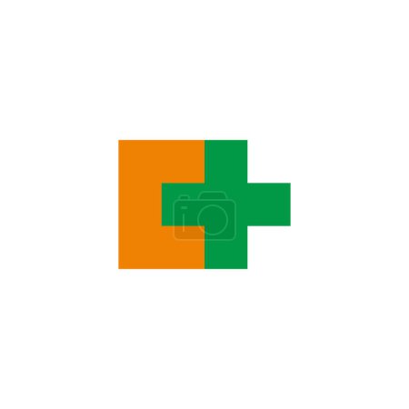 letter c plus medical vitamin label logo vector 