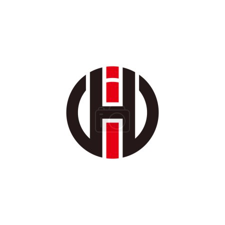 letter hi ih circle colorful geometric stripes logo vector 