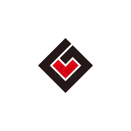 Buchstabe gv einfach quadratisch bunt geometrisches Logo Vektor 