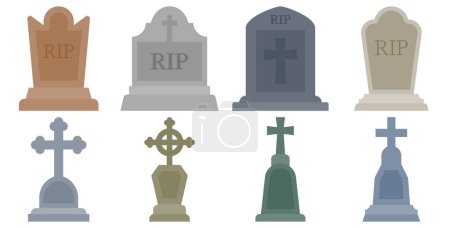 Illustration for Set of Tombstone isolated on white background - Royalty Free Image