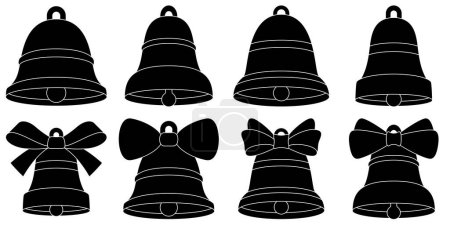 Illustration for Set of Christmas Bell in flat style isolated - Royalty Free Image