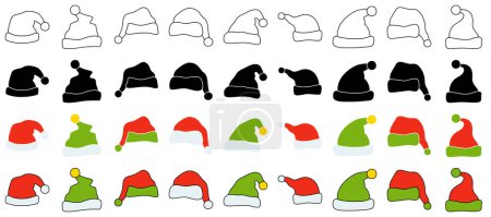 Ilustración de Set de sombrero Elf aislado sobre fondo blanco - Imagen libre de derechos