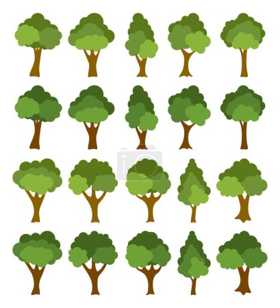 Téléchargez les illustrations : Ensemble d'arbres dessinés à la main - en licence libre de droit