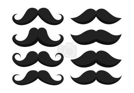 Illustration for Set of mustache in flat style isolated - Royalty Free Image