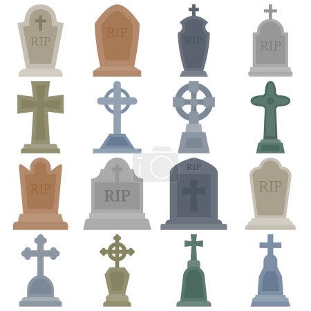 Illustration for Set of Tombstone isolated on white background - Royalty Free Image