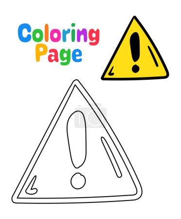 Illustration for Coloring page with Attention sign for kids - Royalty Free Image
