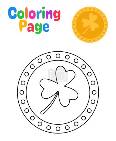 Coloring page with Clover Coin for kids
