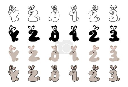 Téléchargez les illustrations : Alphabet lapin dans le style dessin animé - en licence libre de droit