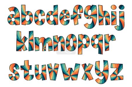 Illustration for Adorable Handcrafted Groovy Hippie Font Set - Royalty Free Image
