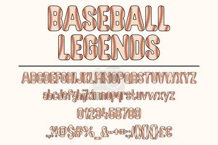 Illustration for Vintage Baseball Legends Font Set - Royalty Free Image