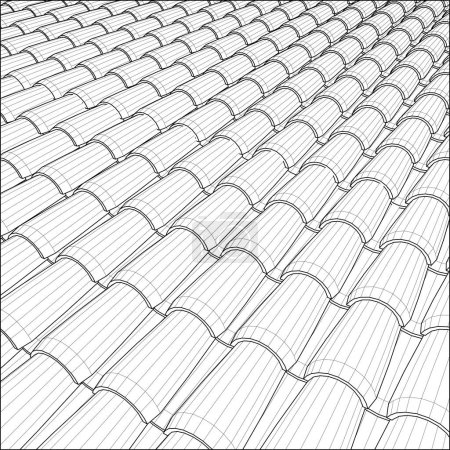 Tile Roof Vector. Illustration Isolated On White Background. A Vector Illustration Of Roof Tile Background. 