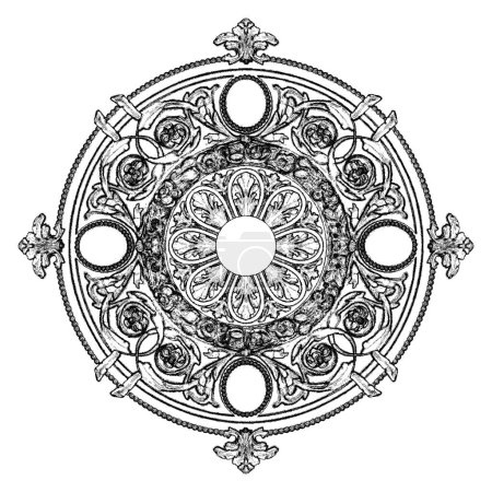 Illustration for Rosette Ornament Decoration Vector. Illustration Isolated On White Background. A Vector Illustration Of Rosette. - Royalty Free Image