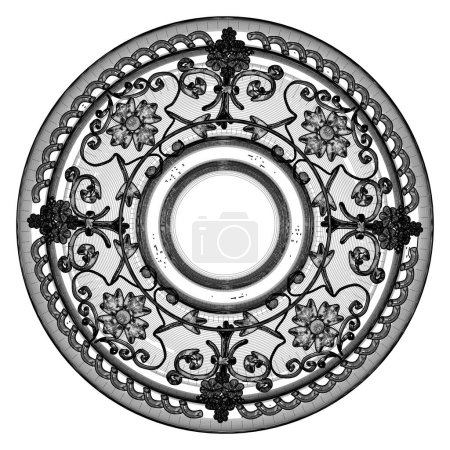 Illustration for Rosette Ornament Decoration Vector. Illustration Isolated On White Background. A Vector Illustration Of Rosette. - Royalty Free Image