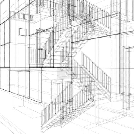 Téléchargez les illustrations : Abstrait Staircase Vector. Escaliers modernes. Illustration isolée sur fond blanc. Illustration vectorielle d'un escalier. - en licence libre de droit