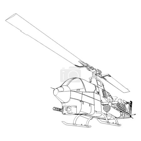Ilustración de Vector de helicóptero militar. Ilustración Aislado sobre fondo blanco. Una ilustración vectorial de un avión militar. - Imagen libre de derechos