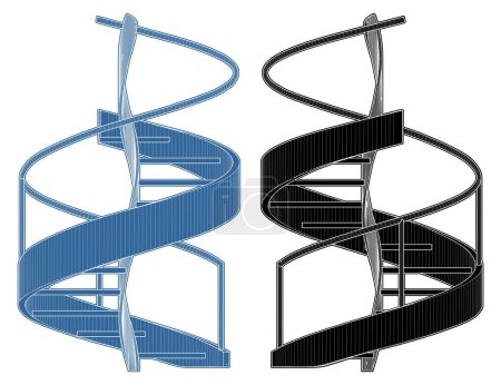 Escaleras de caracol Vector. Ilustración Aislado sobre fondo blanco. Una ilustración vectorial de escaleras helicoidales circulares.