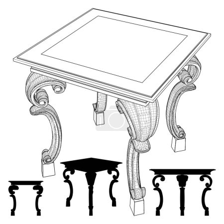 Téléchargez les illustrations : Antique vecteur de table. Illustration isolée sur fond blanc. - en licence libre de droit