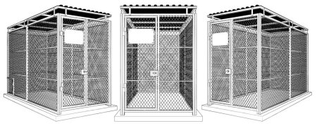 Vecteur de cage 02. Illustration isolée sur fond blanc. Animal Dog Cage. Silhouette.