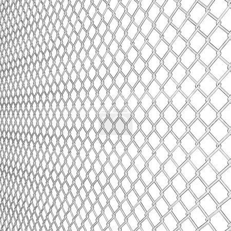 Illustration for Wired Metal Fence Mesh Vector. Pattern Texture Of Steel Wire Grid Isolated On White Transparent Background. 3d Aluminum Grate For Jail Cage. Safety Barrier. - Royalty Free Image