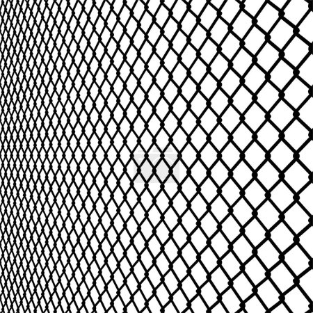 Illustration for Wired Metal Fence Mesh Vector. Pattern Texture Of Steel Wire Grid Isolated On White Transparent Background. 3d Aluminum Grate For Jail Cage. Safety Barrier. - Royalty Free Image