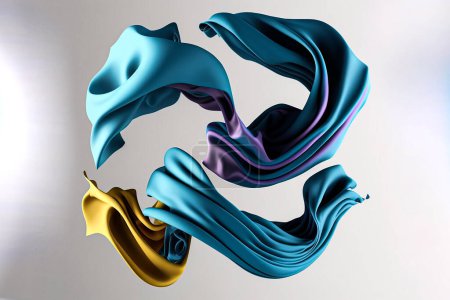 Foto de Flying fabric, dynamic cloth, abstract scarf movement 3d rendering - Imagen libre de derechos