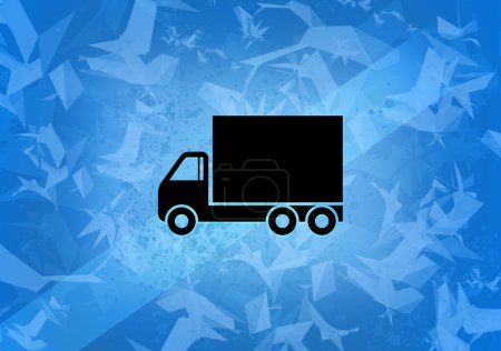 Photo for Truck aesthetic abstract icon on blue background illustration - Royalty Free Image