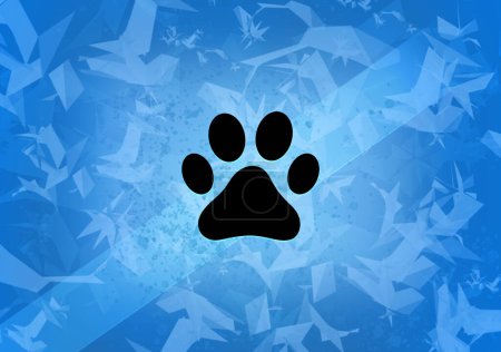 Photo for Dog or cat paw print aesthetic abstract icon on blue background illustration - Royalty Free Image