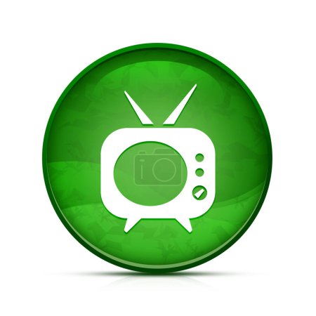Foto de Icono de Telivision en el elegante botón redondo verde salpicadura - Imagen libre de derechos